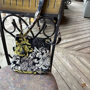 Vera Bradley Black and Yellow Crossbody Bag with Bold Patterns